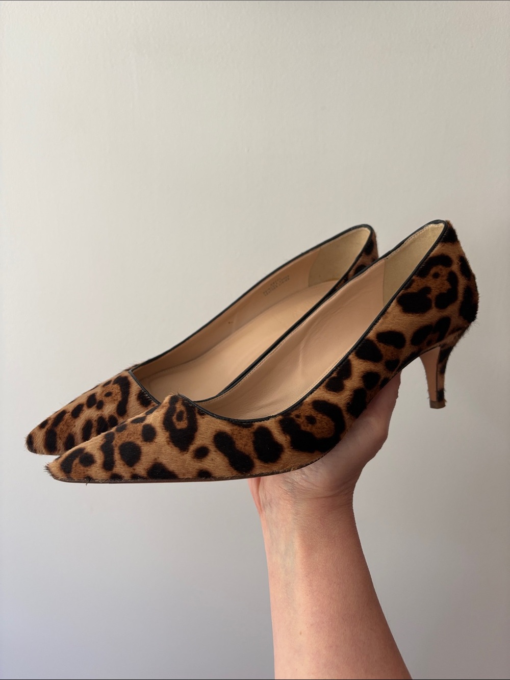 J Crew Collection Leopard Calf Hair Kitten Heel Pumps Size 9.5
